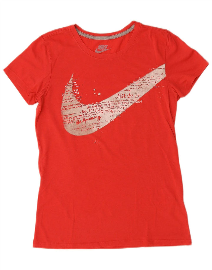 NIKE Camiseta ajustada con gráfico para mujer UK 12 Medium Red