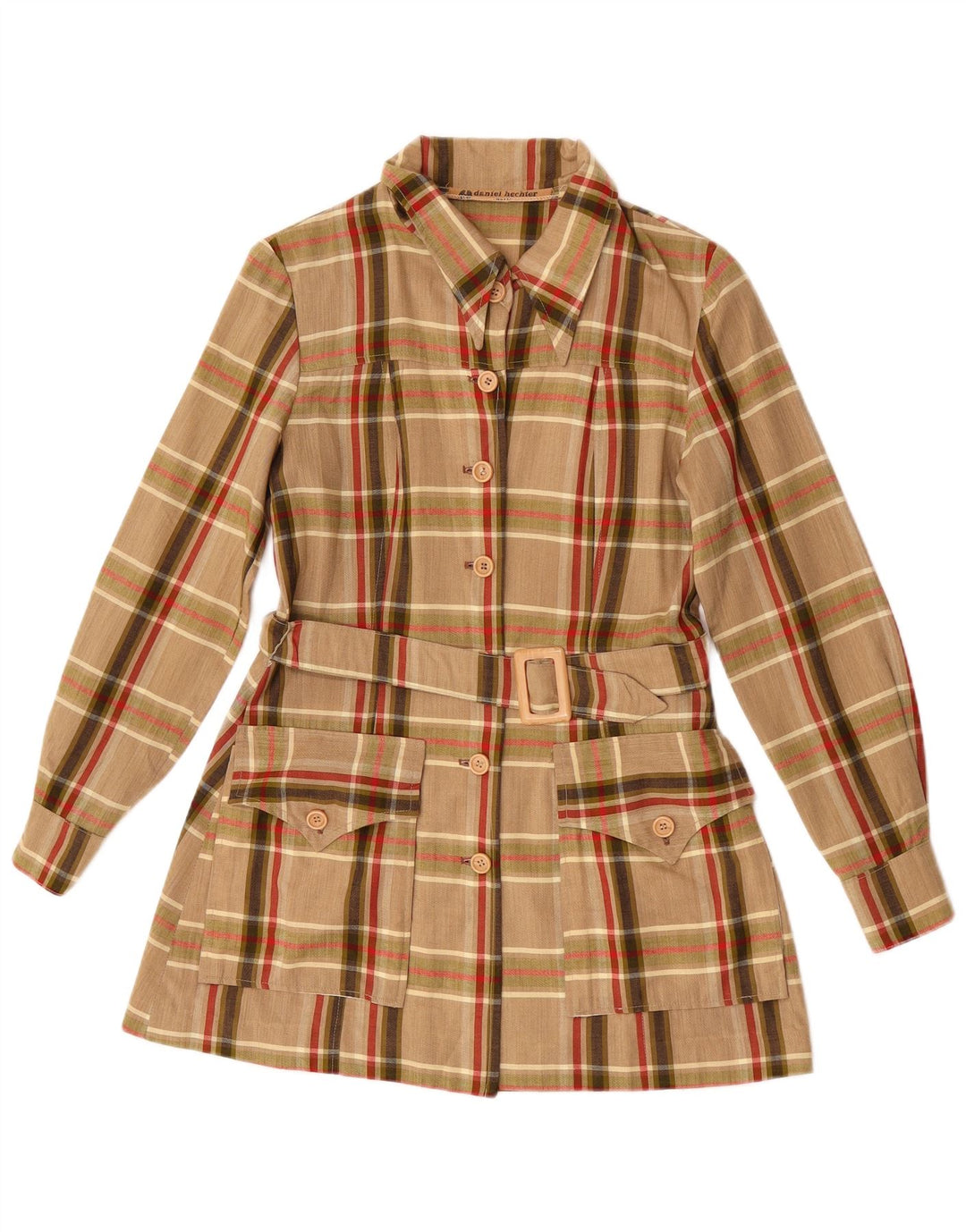 Daniel Hechter Blusa larga para mujer UK 10 Small Brown Check