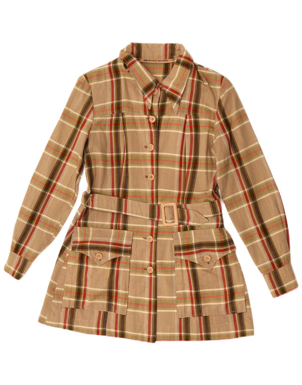 Daniel Hechter Blusa larga para mujer UK 10 Small Brown Check