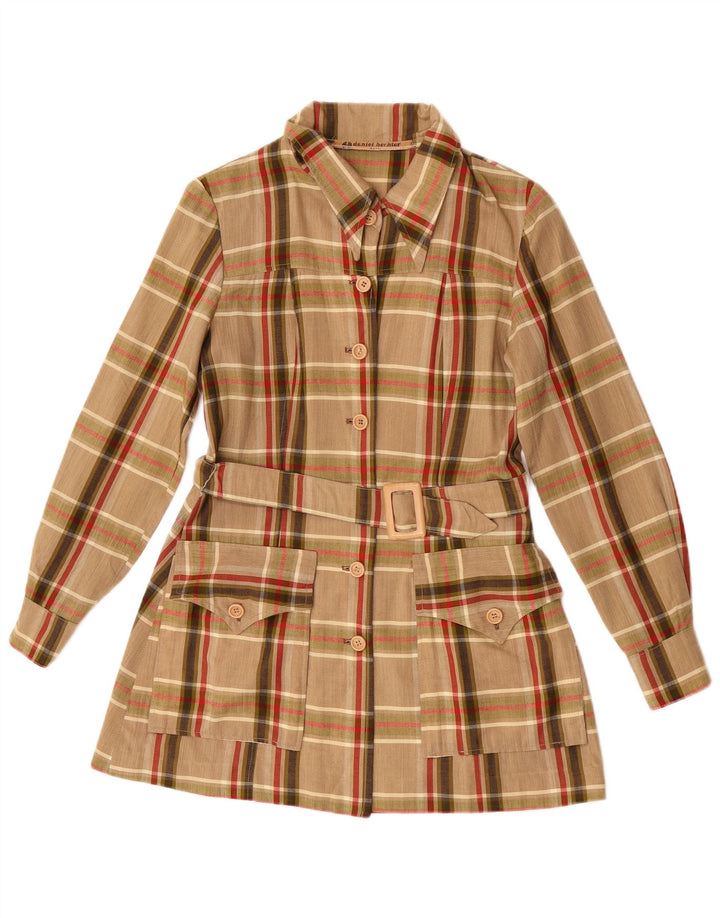 Daniel Hechter Blusa larga para mujer UK 10 Small Brown Check