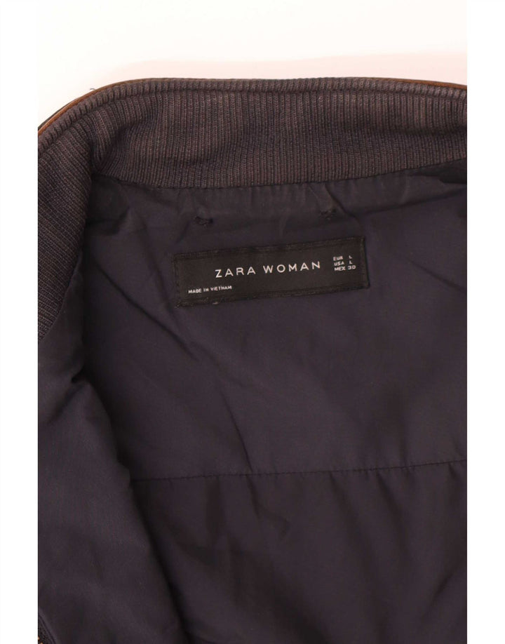 Zara Mujer Chaleco Acolchado UK 40 Grande Azul Marino