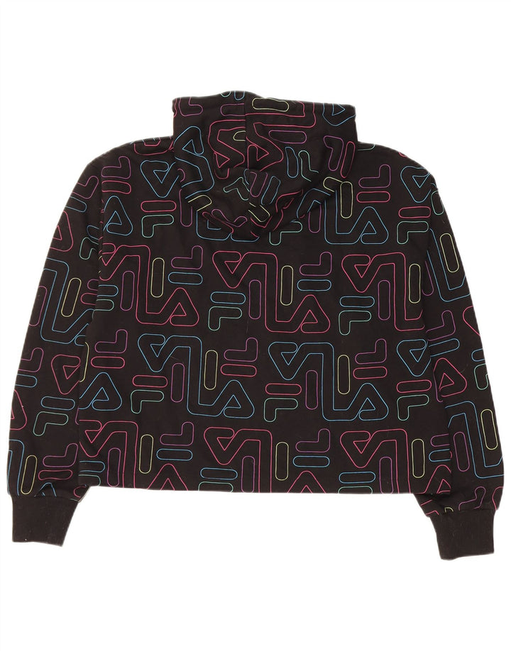 FILA Jersey con capucha y gráfico corto para mujer Reino Unido 14 Algodón negro mediano