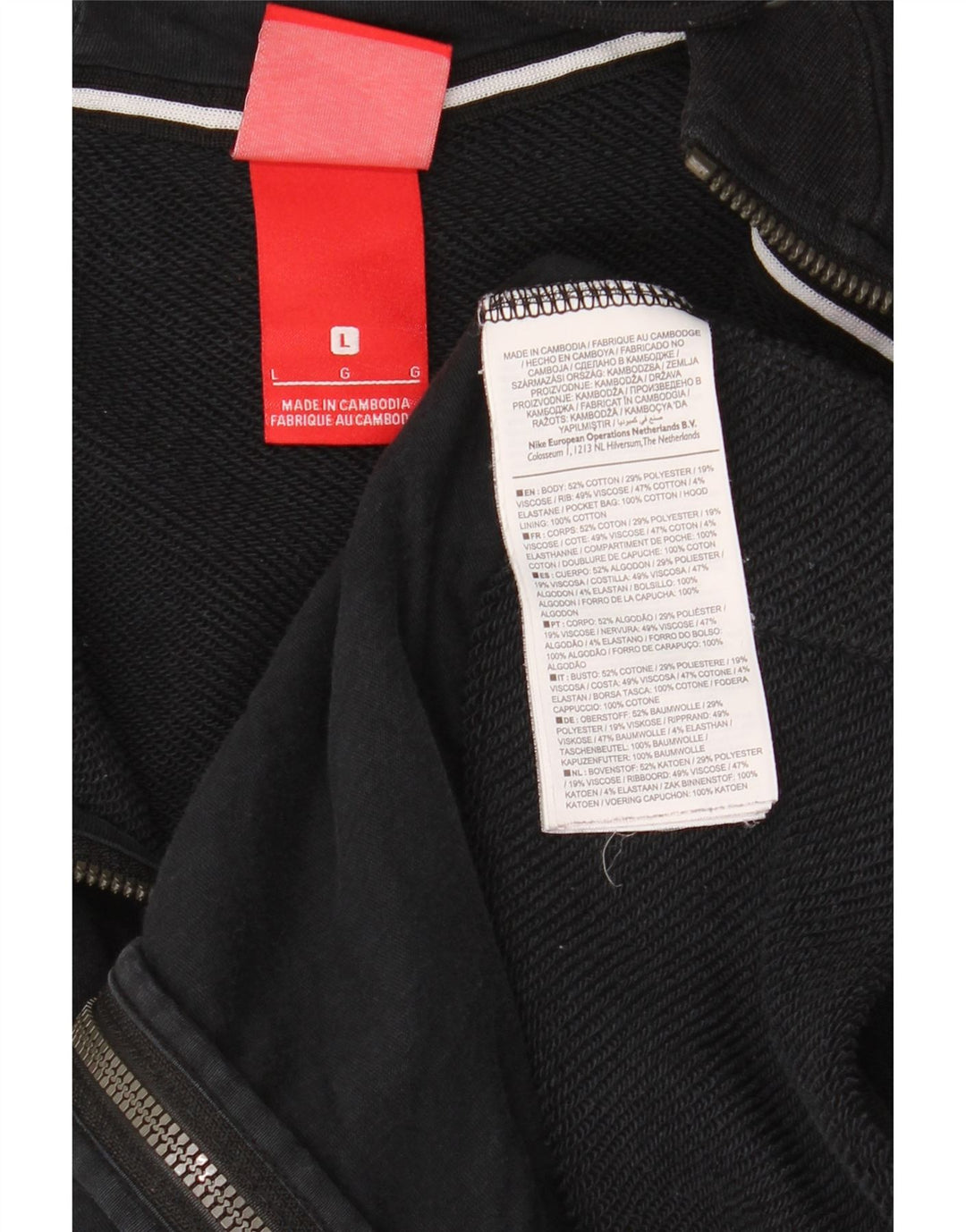 Nike - Sudadera con capucha y cremallera para hombre, talla grande, algodón negro