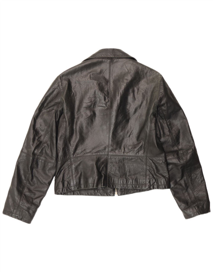 Chaqueta de cuero vintage para mujer IT 48 XL Negro