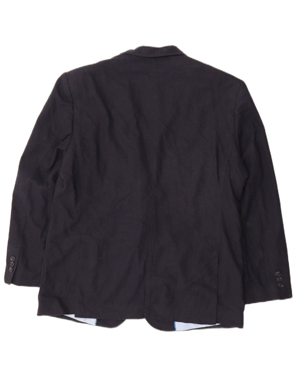 Marks & Spencer Chaqueta tipo blazer con 2 botones para hombre, talla 42, talla grande, lino azul marino