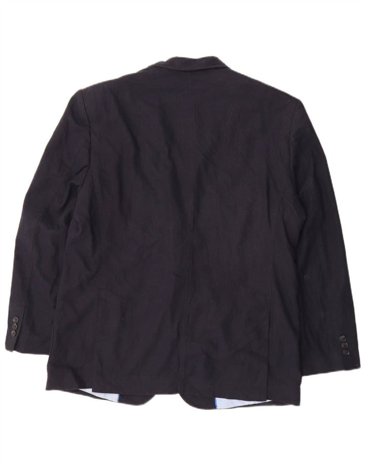 Marks & Spencer Chaqueta tipo blazer con 2 botones para hombre, talla 42, talla grande, lino azul marino