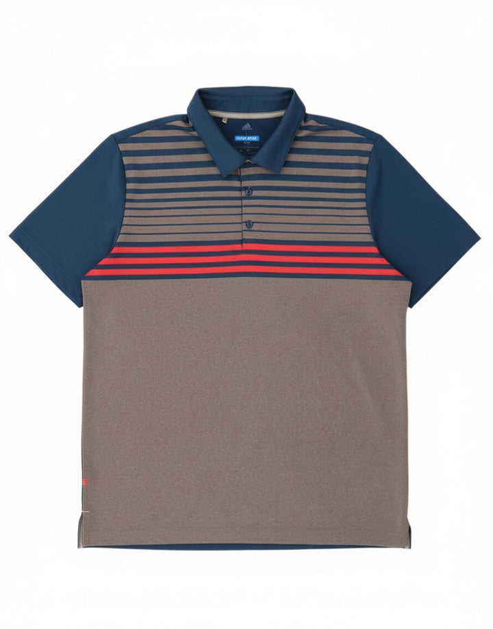 Polo Adidas Hombre Grande Gris Colorblock Poliéster