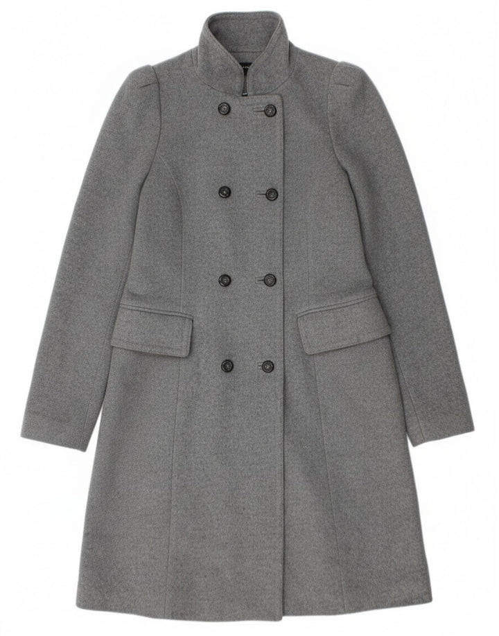 Zara Mujer Abrigo Cruzado UK 42 Lana Gris Medio