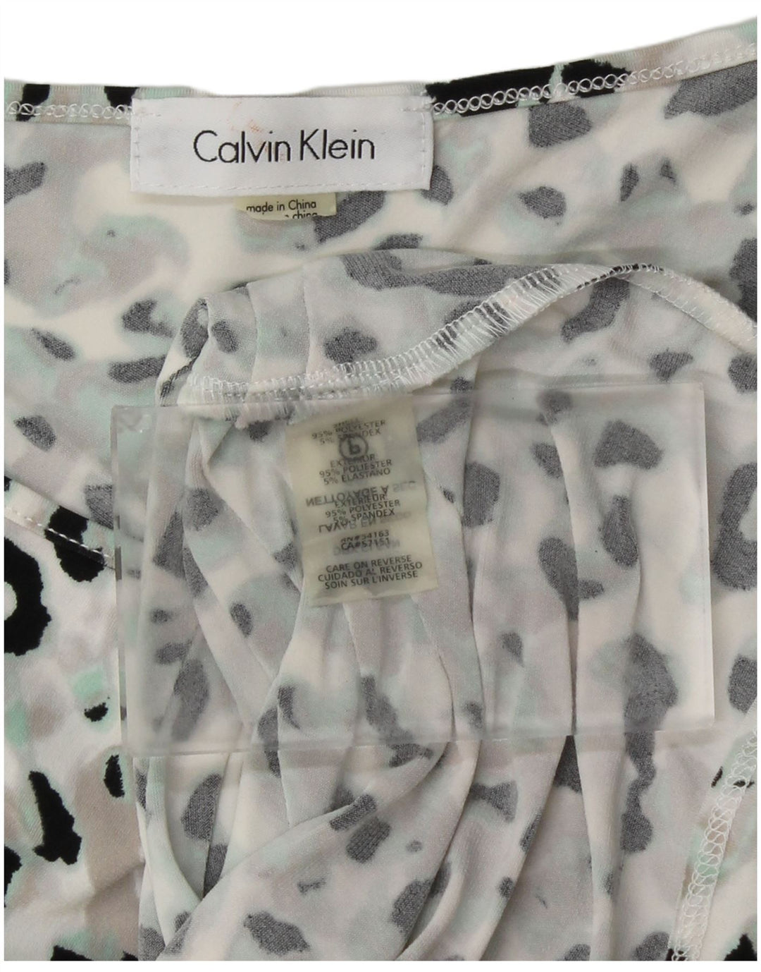 CALVIN KLEIN Top sin mangas para mujer UK 40 Mediano Estampado animal multicolor