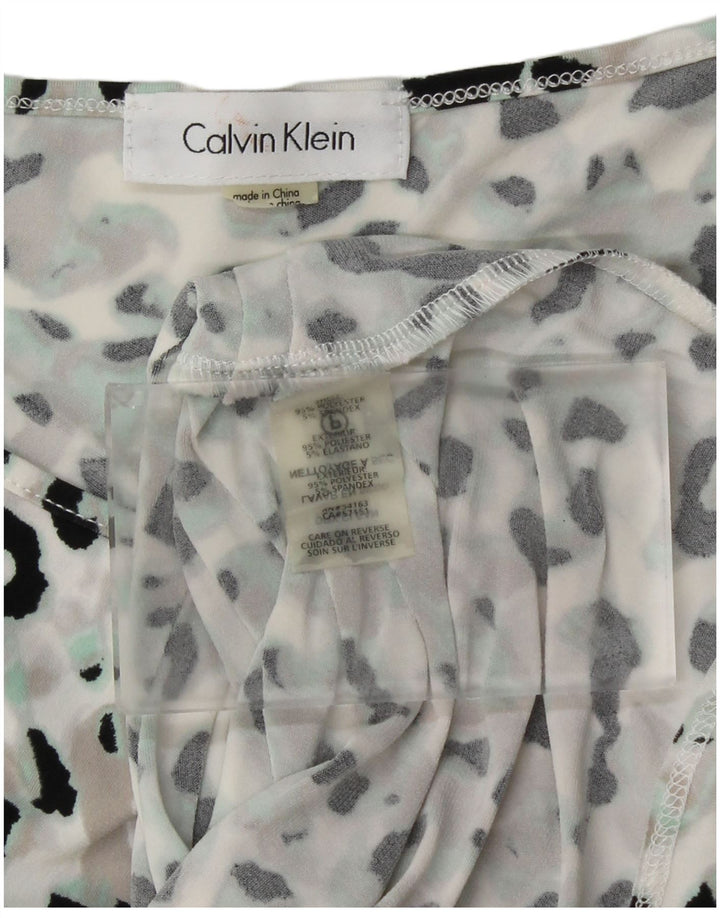 CALVIN KLEIN Top sin mangas para mujer UK 40 Mediano Estampado animal multicolor