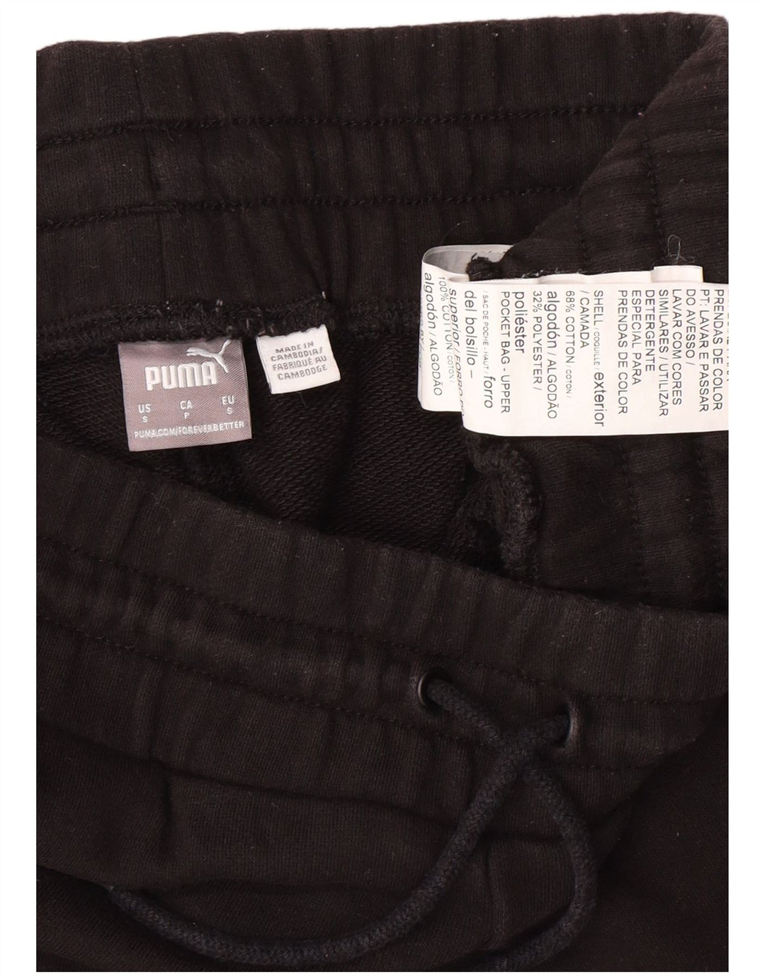 PUMA Pantalones cortos deportivos para mujer UK 8 Pequeño Algodón negro