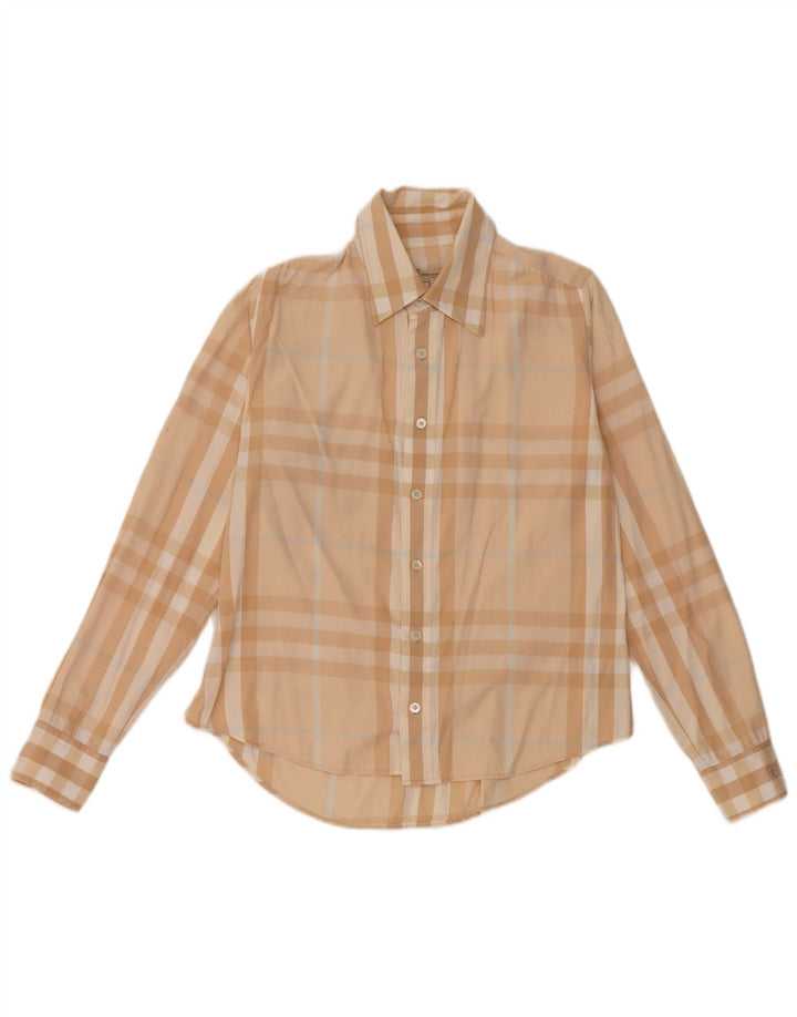 BURBERRY Camisa para mujer Reino Unido 6 XS Algodón a cuadros beige