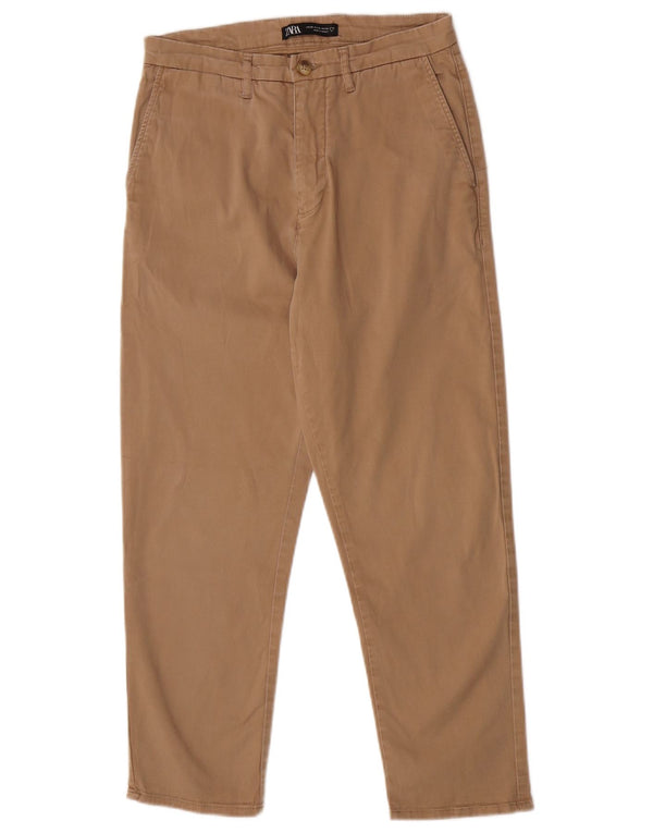 Zara Mens Pantalones Cortos Cónicos EU 38 Small W30 L25 Algodón Beige