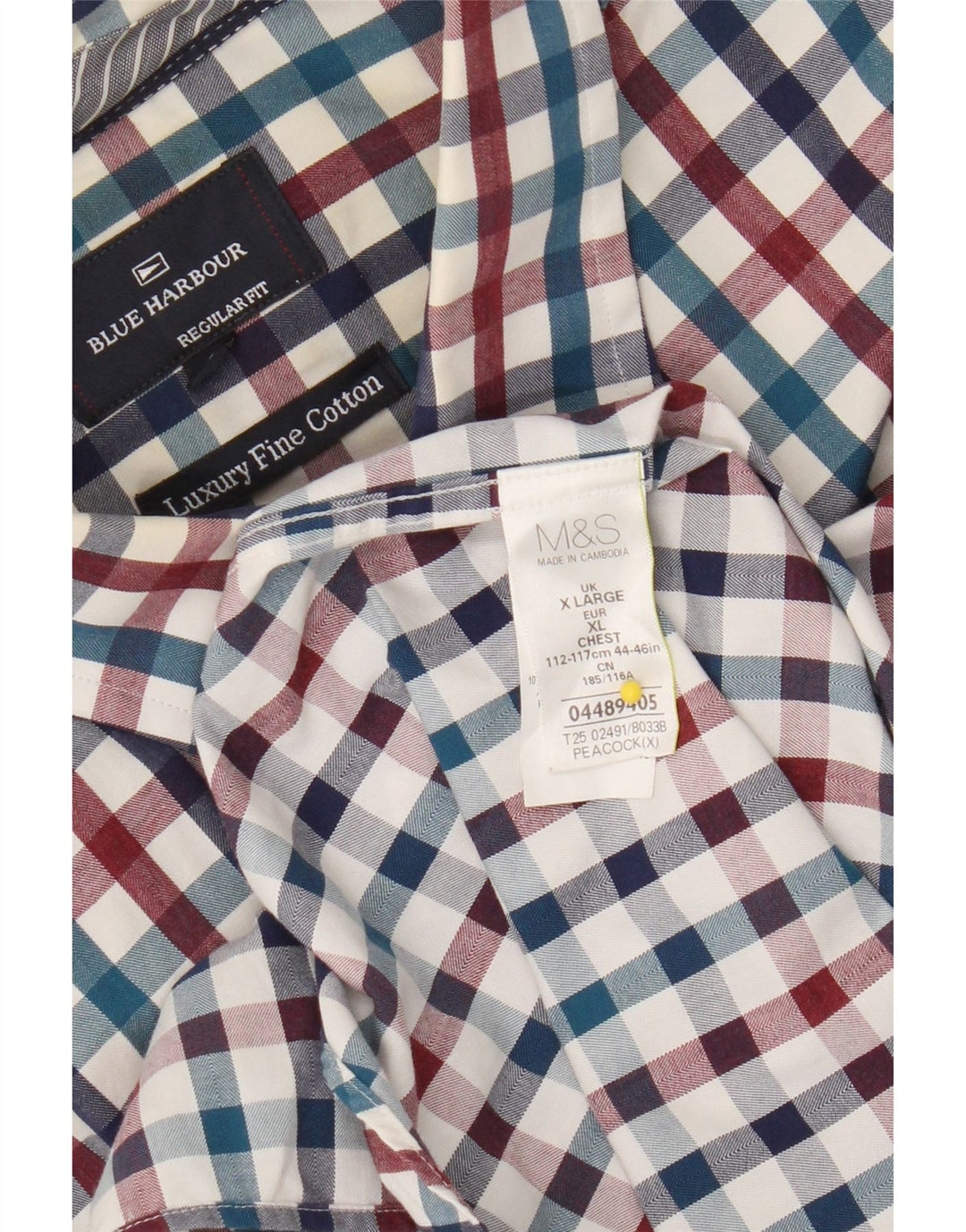 Marks & Spencer Camisa azul Harbour para hombre XL Vichy multicolor