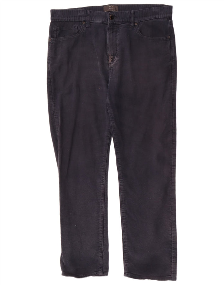 Marks & Spencer Pantalones casuales regulares para hombre W36 L29 Algodón azul marino