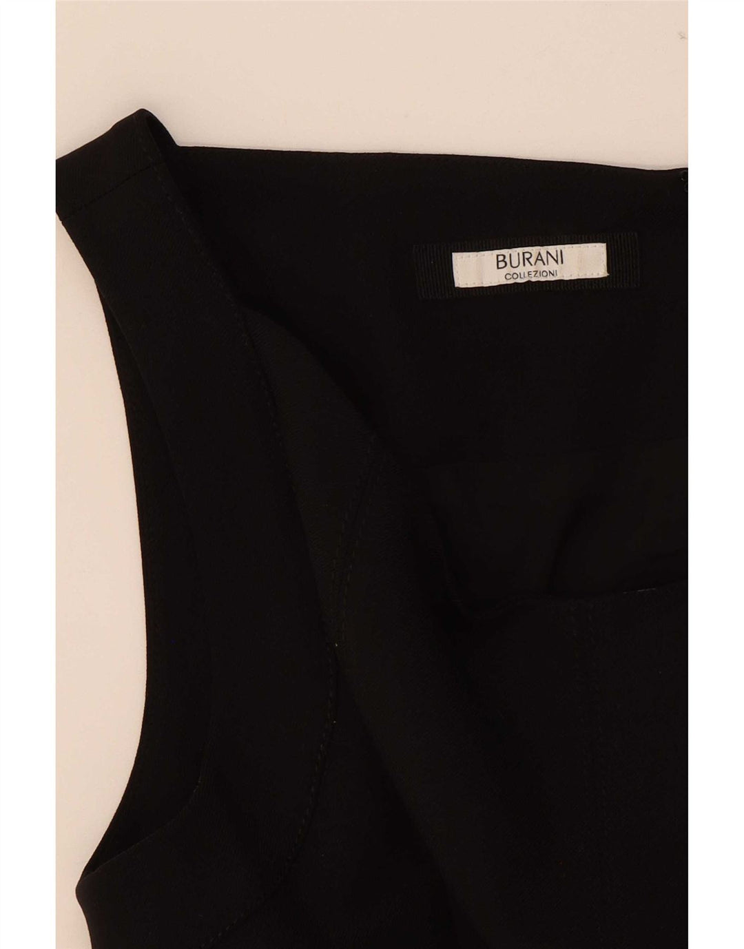 Vintage mujer sin mangas A-Line vestido Reino Unido 12 medio negro