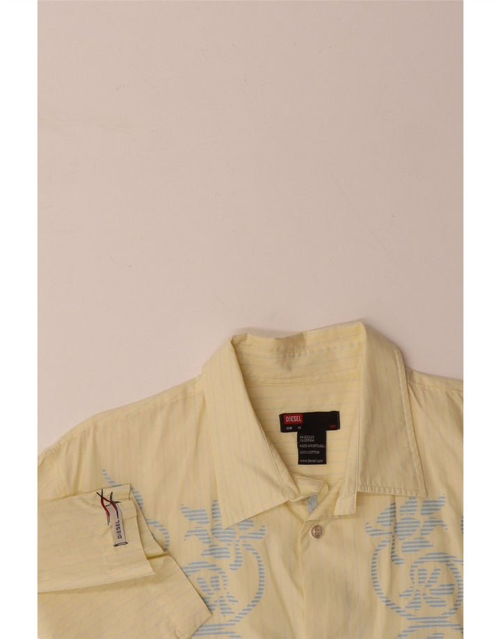 DIESEL Camisa Manga Corta Hombre XL Algodón Paisley Amarillo