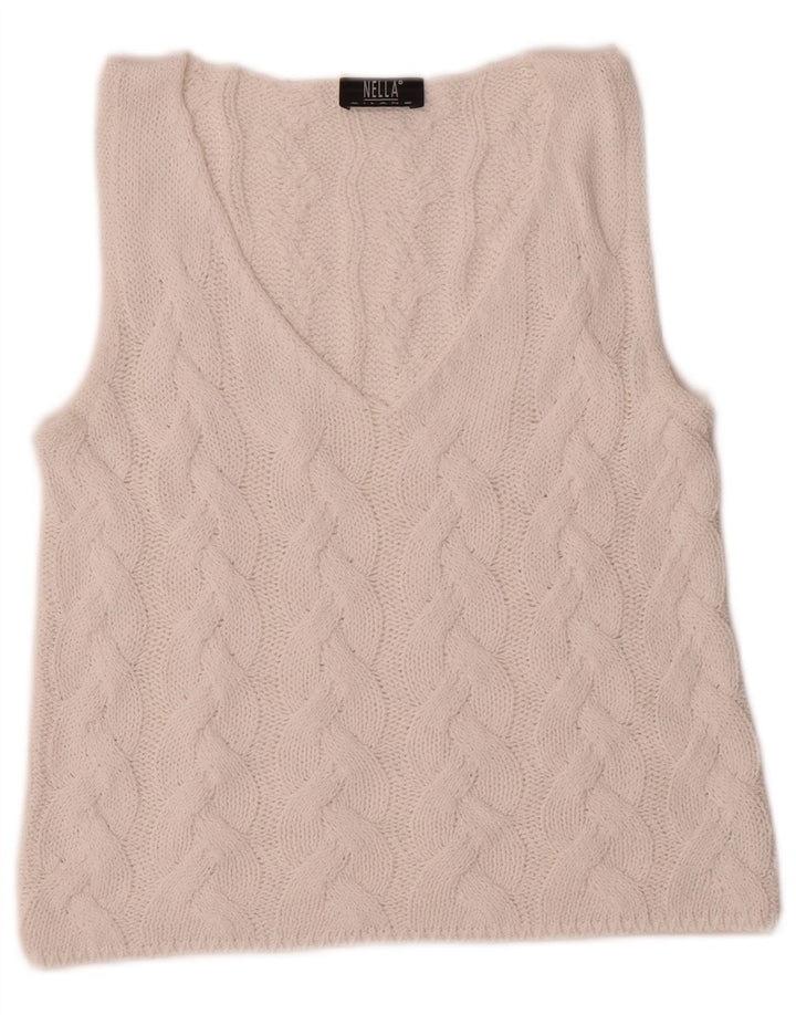 Vintage mujer crop chaleco camiseta sin mangas IT 40 pequeña viscosa blanca