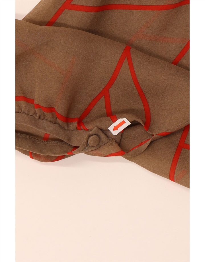 EXCLUSIVO Vestido evasé de manga larga para mujer EU 40 Marrón medio Geométrico