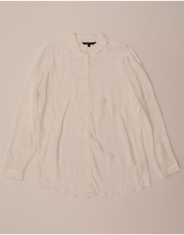ARMANI EXCHANGE Camisa de mujer UK 46 Large White Rayas Viscosa