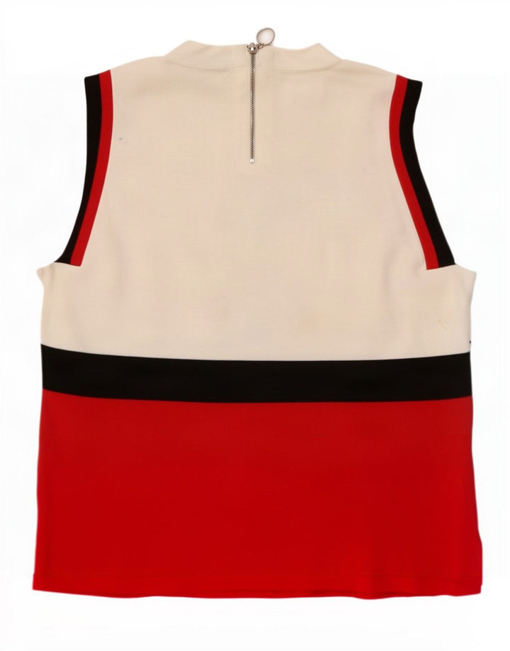 Marks & Spencer Top sin mangas para mujer UK 40 Mediano Blanco Colorblock Poliamida