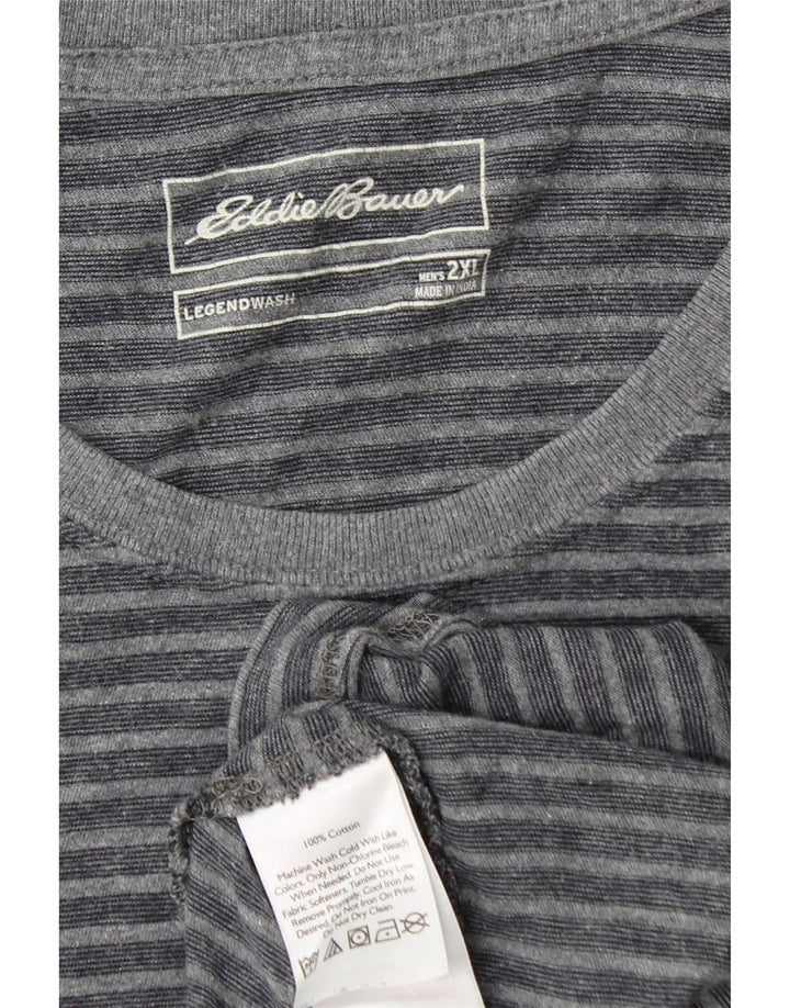 EDDIE BAUER Camiseta para hombre Top 2XL Algodón a rayas gris