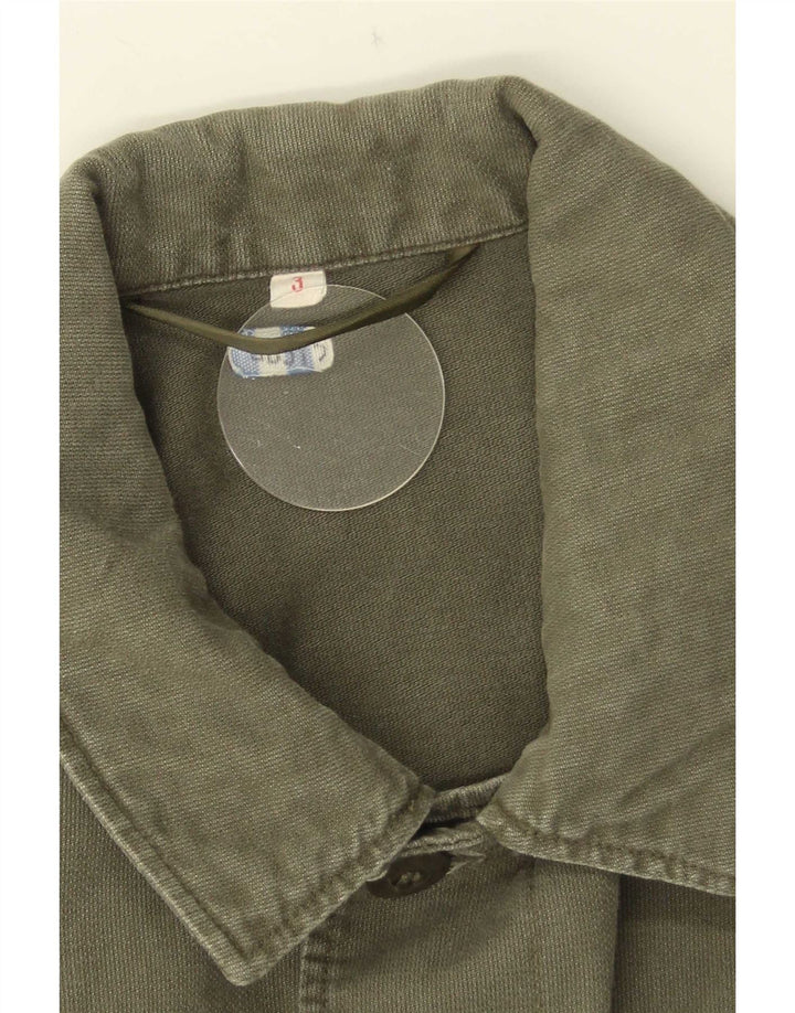 Camisa militar vintage para hombre pequeña caqui