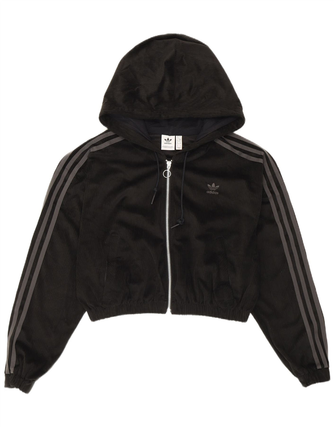 Adidas - Sudadera con capucha para mujer, talla extragrande, con cremallera, talla S, poliéster negro
