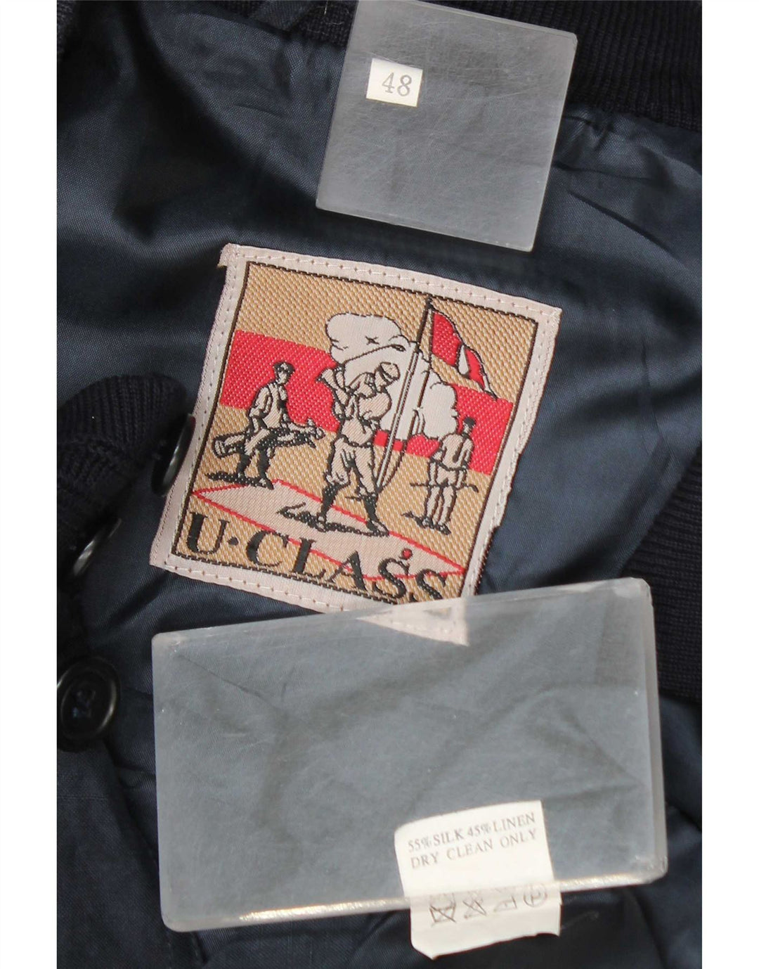 Chaqueta bomber vintage para hombre IT 48 seda azul marino medio