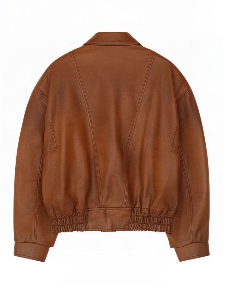 Vintage hombres cuero biker chaqueta Reino Unido 38 marrón medio