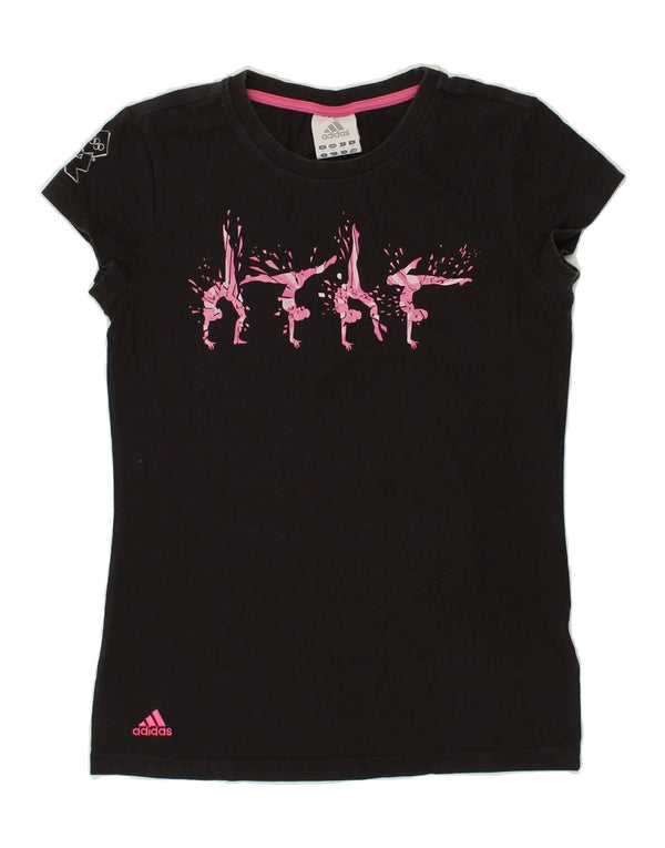 ADIDAS Camiseta gráfica para mujer Top UK 44 Mediano Algodón negro