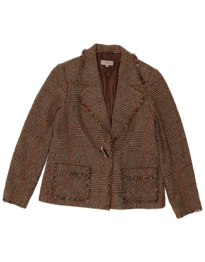 MARKS & SPENCER Chaqueta tipo blazer para mujer Reino Unido 44 Marrón medio Pata de gallo