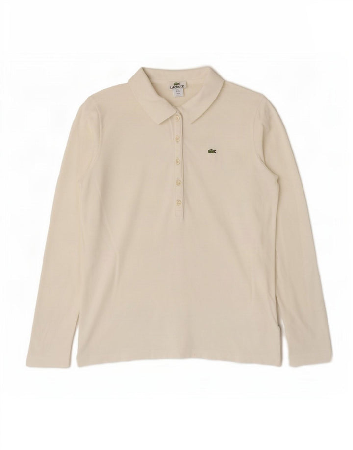 Lacoste Polo De Manga Larga Para Mujer Talla 44 Grande Blanco