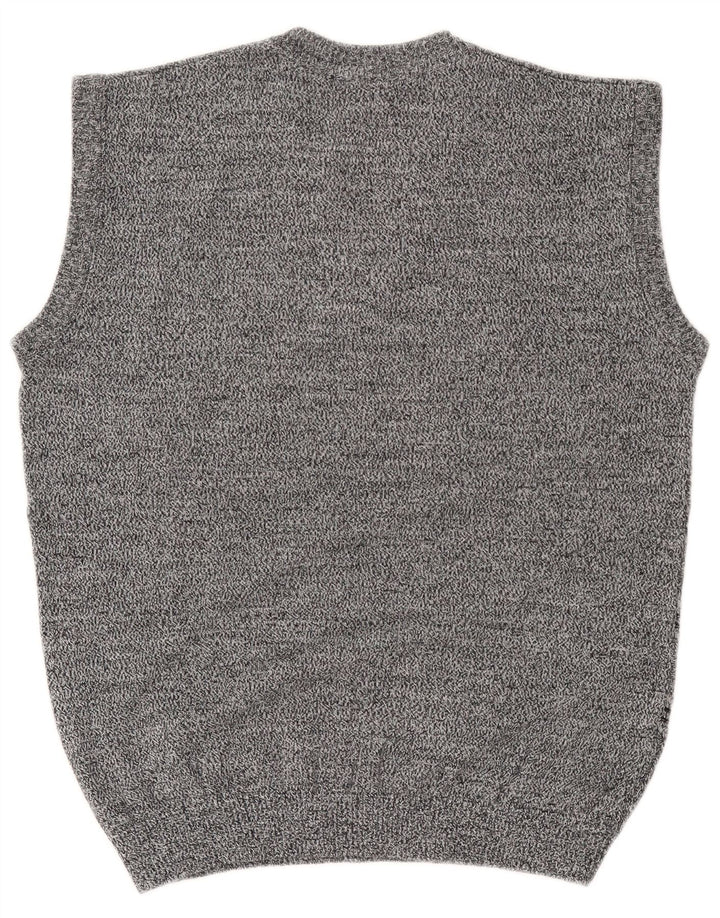 Vintage hombres chaleco tanque top medio gris rayas