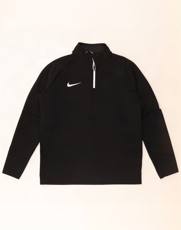 Nike Mens Dri Fit Zip Neck Pullover Tracksuit Top Large Black Colourblock