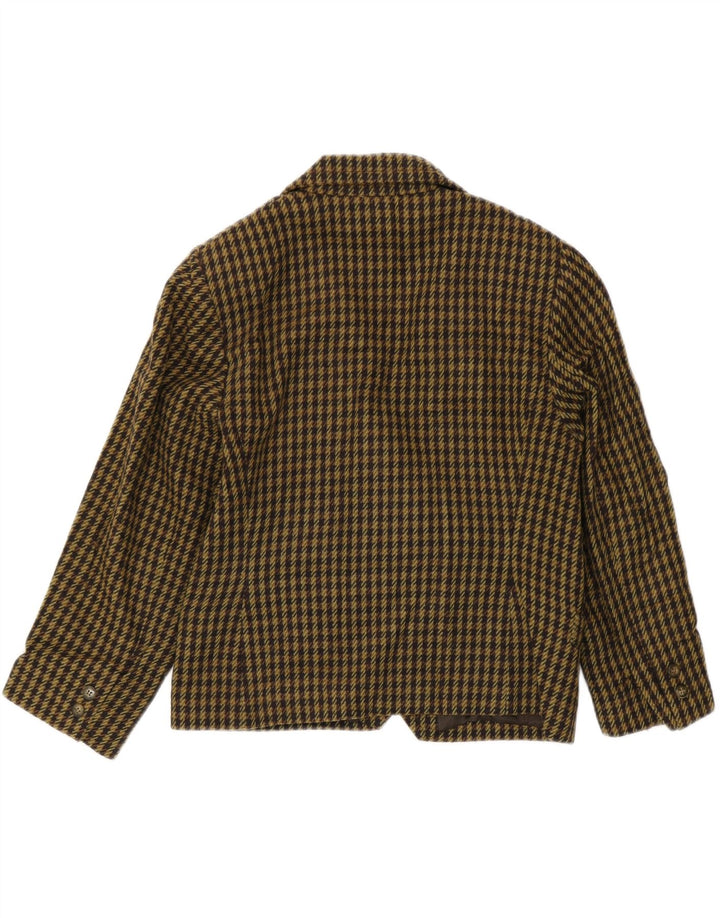 Vintage mujer doble pecho Blazer chaqueta Reino Unido 10 pequeño verde Houndstooth