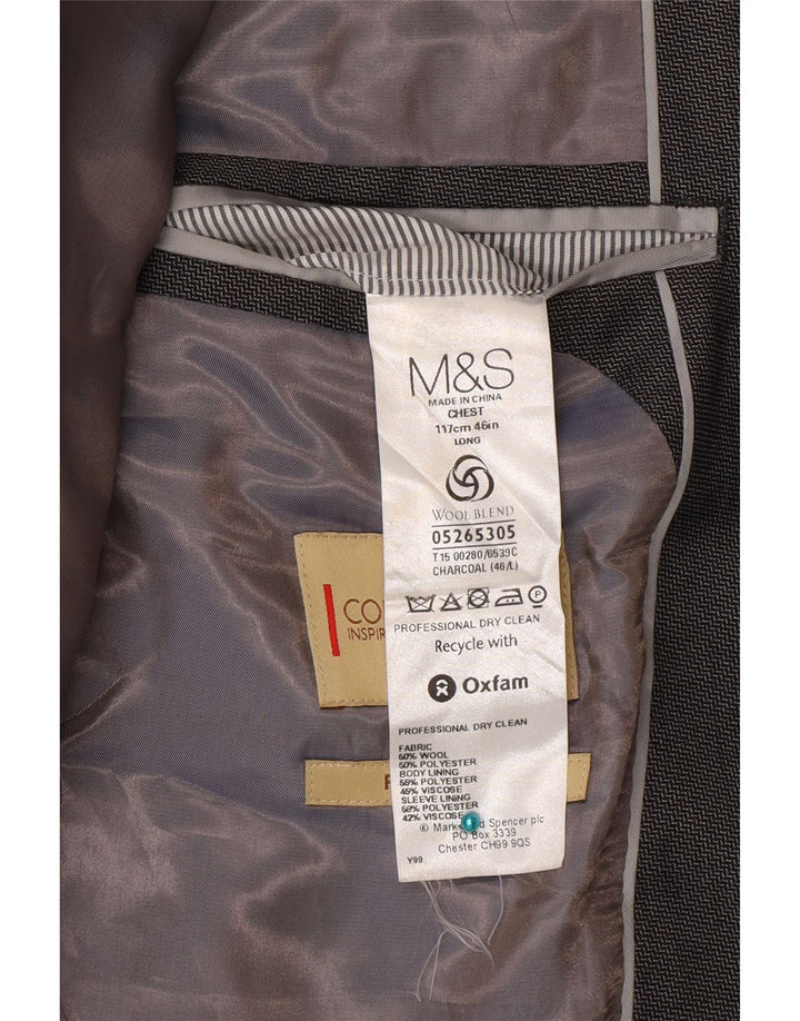 Marks & Spencer Chaqueta tipo blazer de 2 botones para hombre UK 46 XL Lana gris