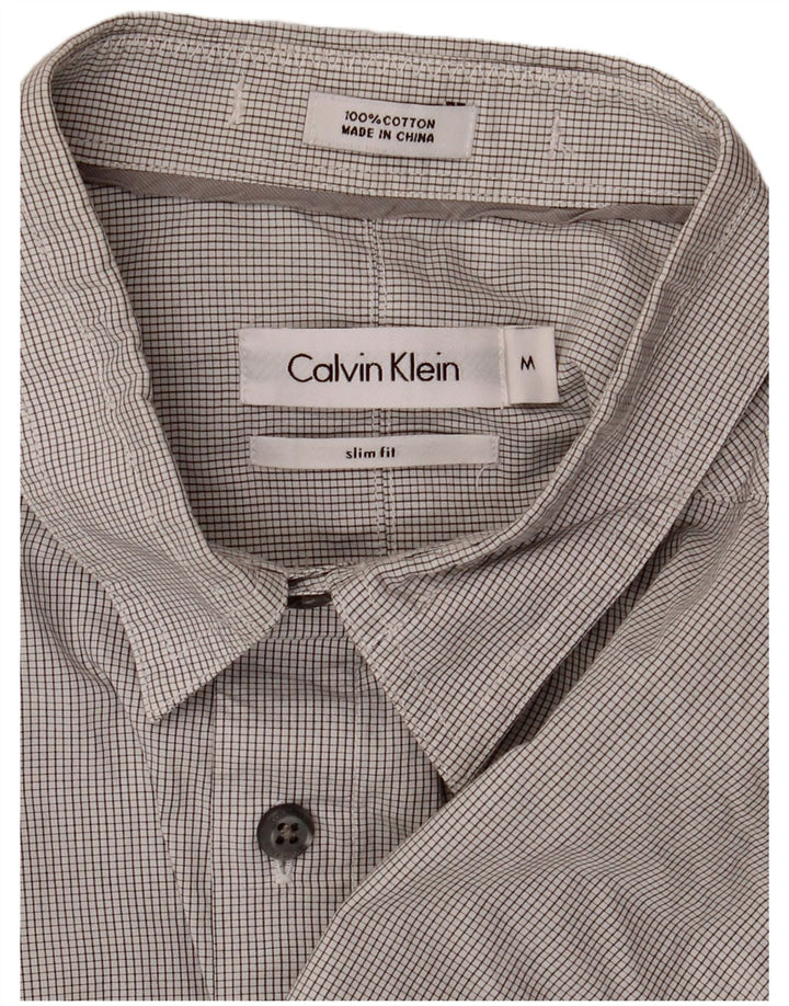 Camisa formal de corte slim de algodón a cuadros gris medio de Calvin Klein para hombre
