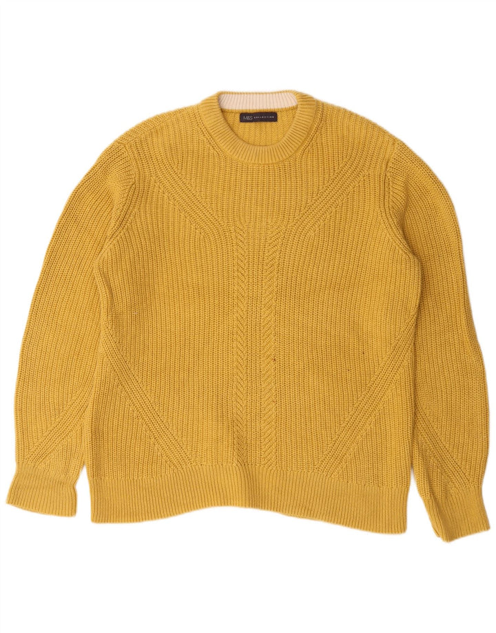 Marks & Spencer - Jersey de cuello redondo para hombre, talla grande, algodón amarillo