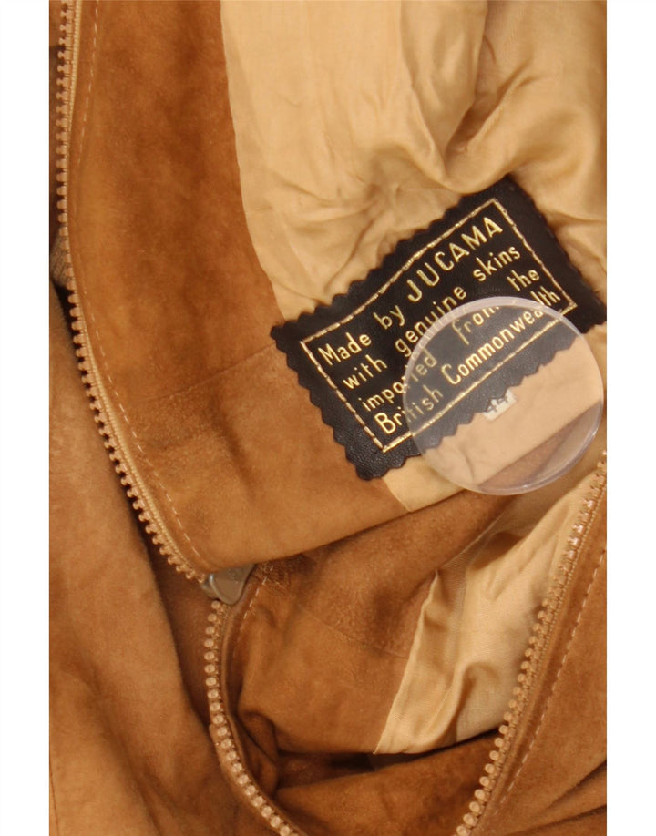 VINTAGE Chaqueta bomber de ante para mujer IT 44 Cuero marrón medio