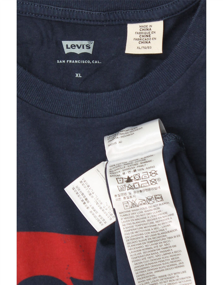 Levi's Hombre Camiseta Gráfica Top XL Algodón Azul Marino
