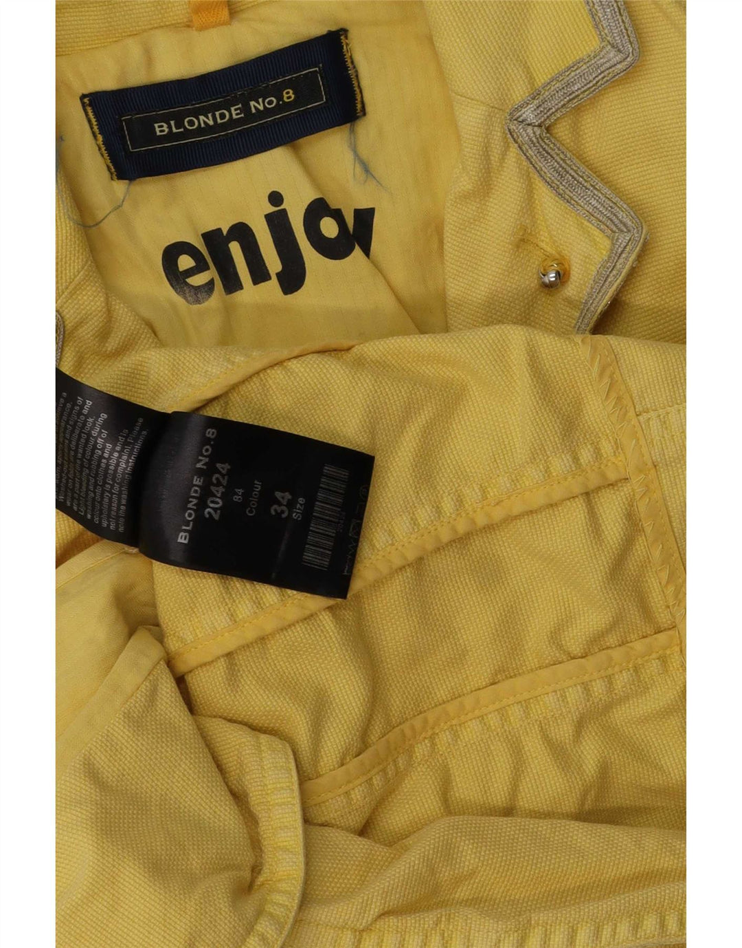 Blonde No.8 Chaqueta tipo blazer de 3 botones para mujer EU 34 XS Algodón amarillo