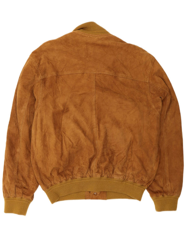 Vintage hombres ante chaqueta Reino Unido 40 cuero marrón grande