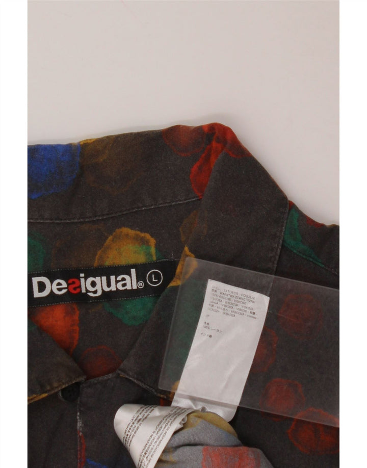 DESIGUAL Camisa de manga corta para hombre Large Viscosa negra con lunares