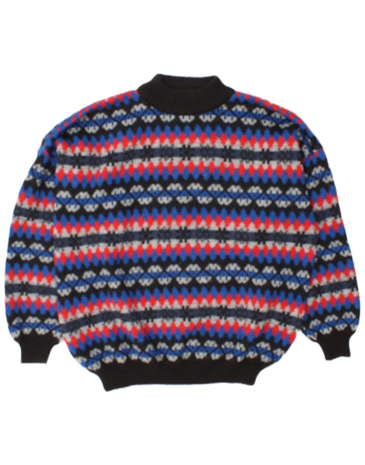 Vintage hombres tortuga cuello jersey suéter 2XL multicolor Fair Isle