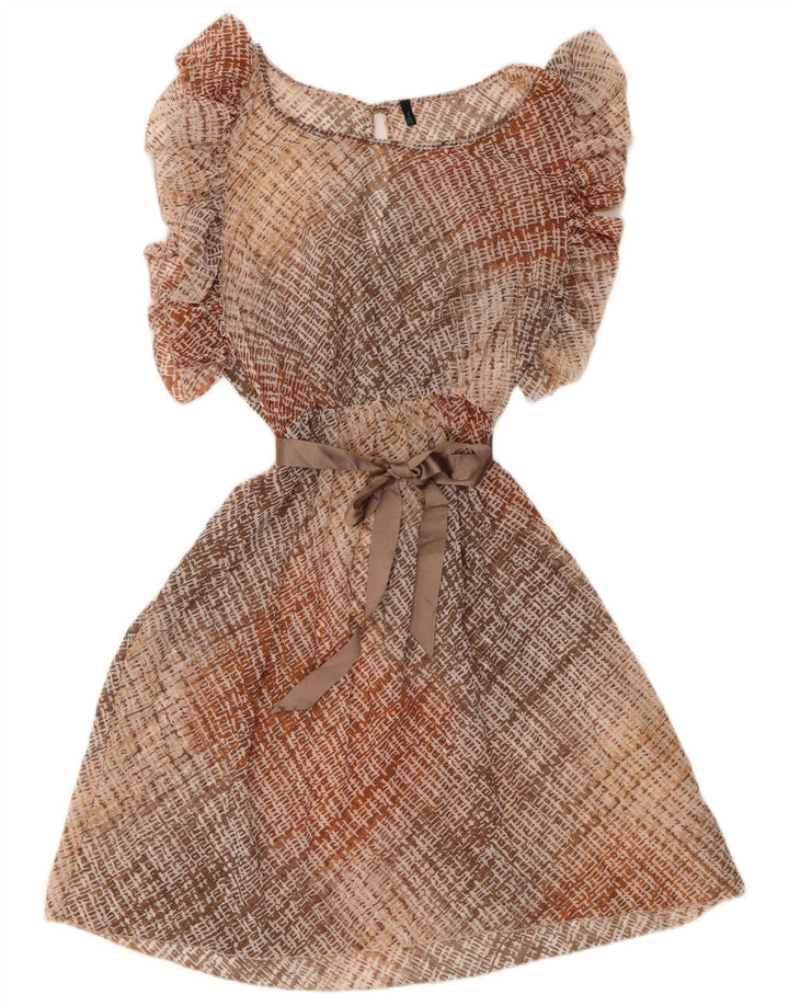 BENETTON Vestido acampanado con alas de murciélago para mujer UK 42 Medium Beige Check