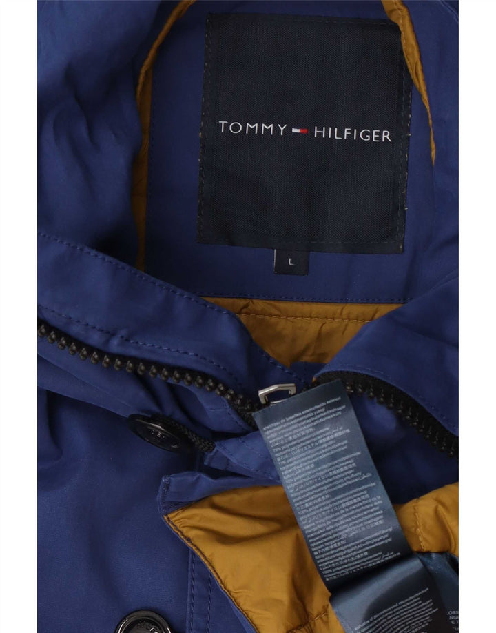 Tommy Hilfiger Chaqueta parka con capucha para hombre Reino Unido 40 Poliéster azul grande