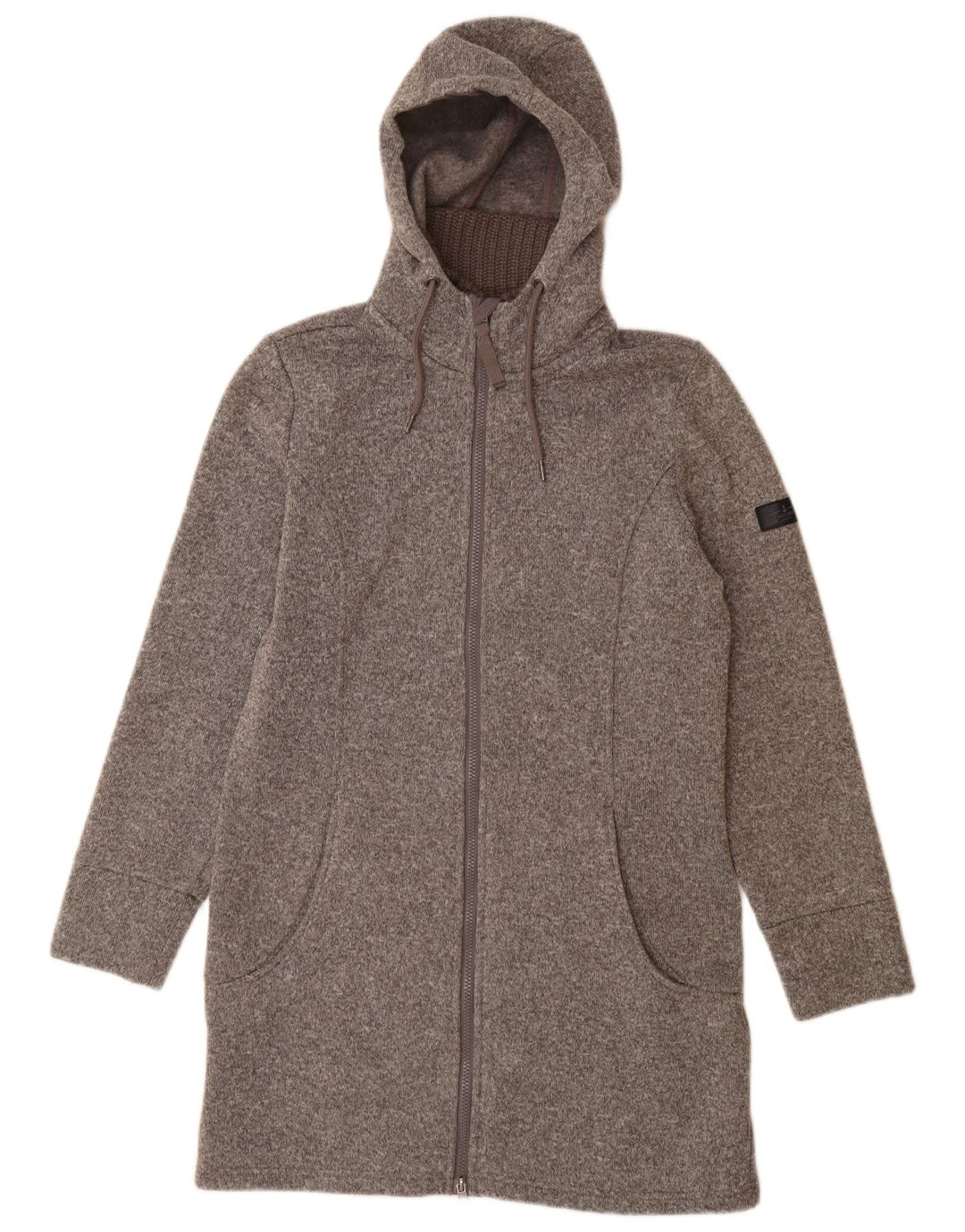 VINTAGE Mujer Longline Zip Sudadera con capucha Reino Unido 14 Poliéster gris medio