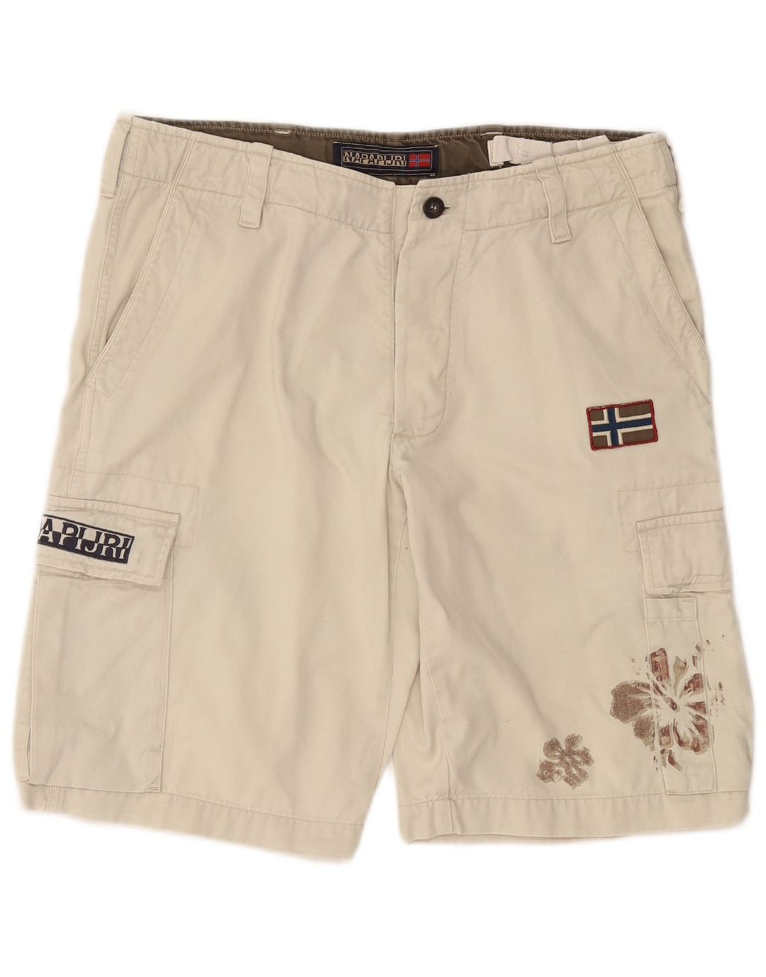NAPAPIJRI Shorts cargo para hombre W34 Algodón floral blanco grande