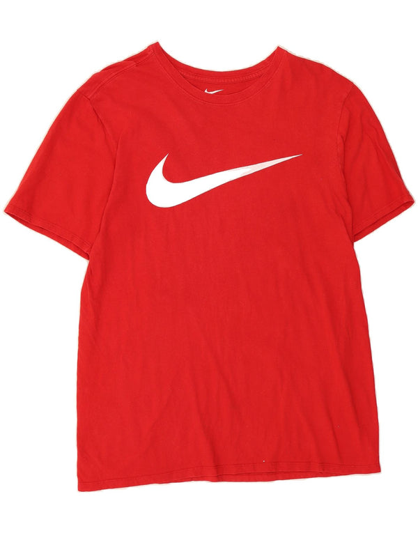 NIKE Womens Athletic Cut Graphic T-Shirt Top UK 14 Medium Red Cotton